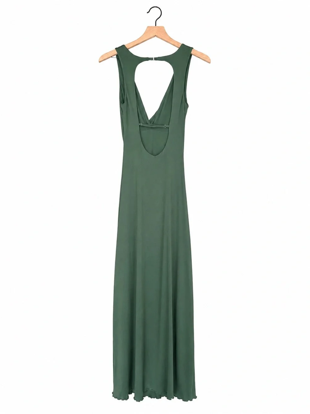 Princess Polly Sage Green Plunge Open Back Maxi Dress XS